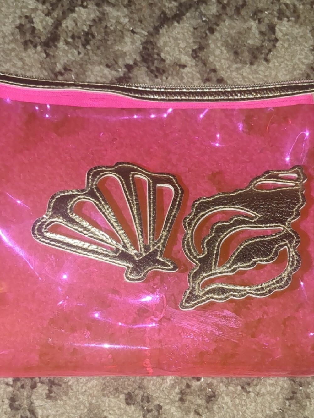 Lilly Pulitzer Hot Pink Iridescent Shell Cosmetic Pouch